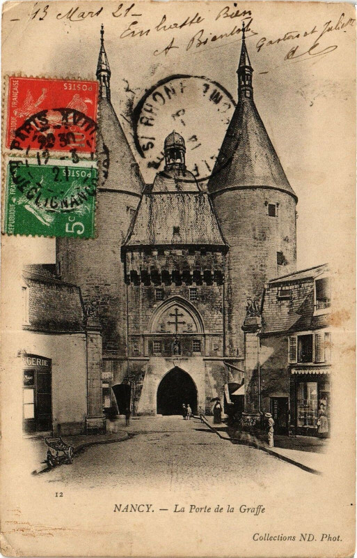 Carte postale ancienne Nancy-La Porte de la Graffe à Nancy