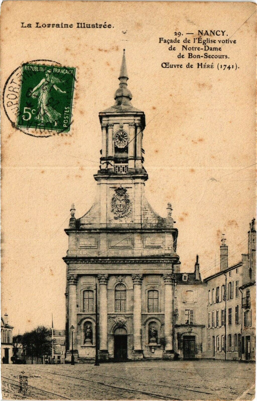 Carte postale ancienne Nancy-Facade de l'Eglise votive de Notre Dame de Bon Secours à Nancy