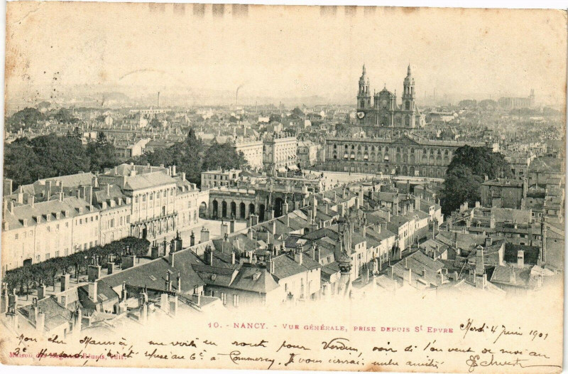 Carte postale ancienne Nancy-Vue générale prise depuisSaint-Epvre à Nancy