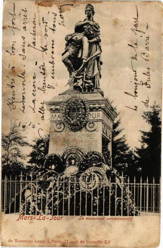 Carte postale ancienne Mars la Tour-Le monument commémoratif à Mars-la-Tour