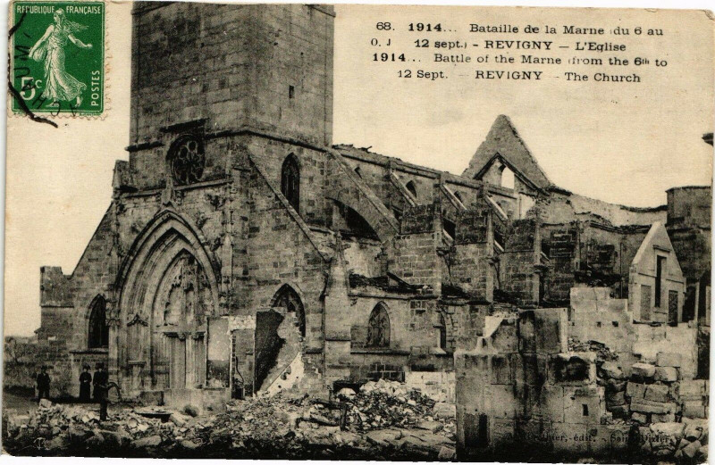 Carte postale ancienne Bataille de la Marde-Revigny-L'Eglise