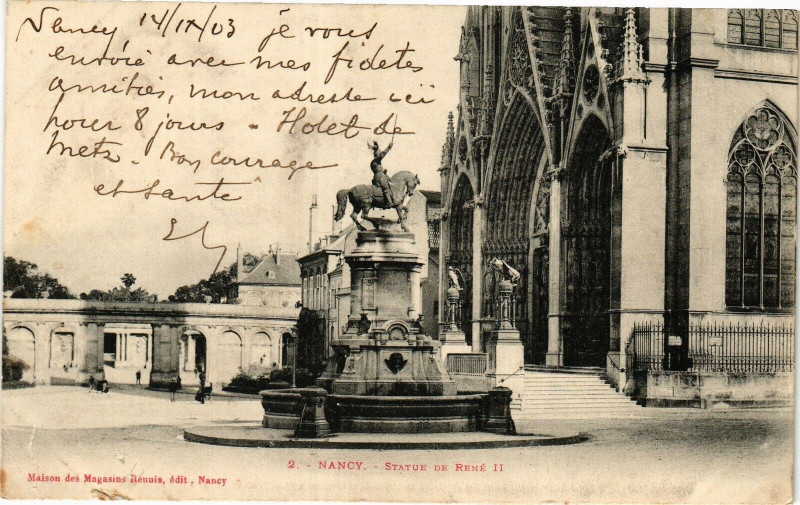 Carte postale ancienne Nancy-Statue de René Ii à Nancy