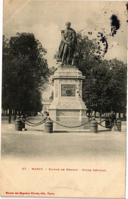 Carte postale ancienne Nancy-Statue de Drouot-Cours Léopold à Nancy