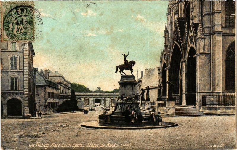 Carte postale ancienne Nancy-Place Saint Epvre-Statue de René Ii à Nancy
