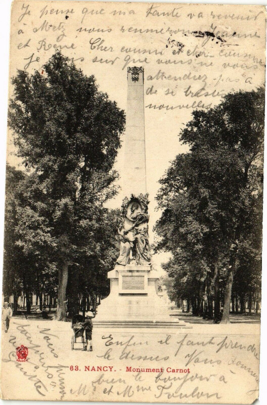 Carte postale ancienne Nancy-Monument Carnot à Nancy