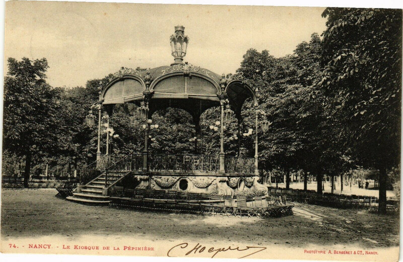 Carte postale ancienne Nancy-Le Kiosque de la Pépiniére à Nancy