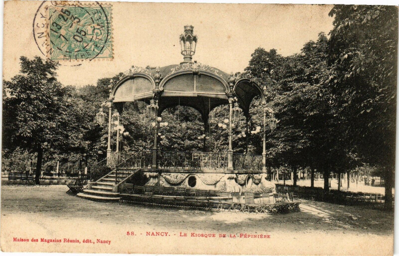 Carte postale ancienne Nancy-Le Kiosque de la Pépiniére à Nancy