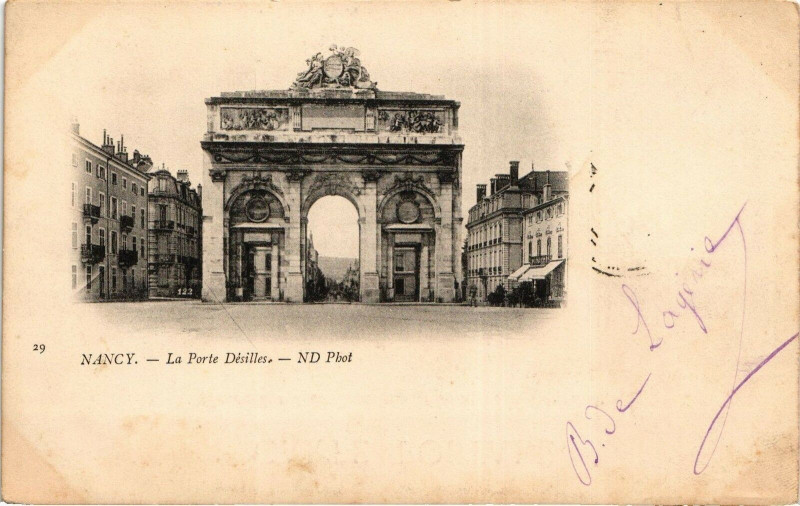 Carte postale ancienne Nancy-La Porte Désilles à Nancy