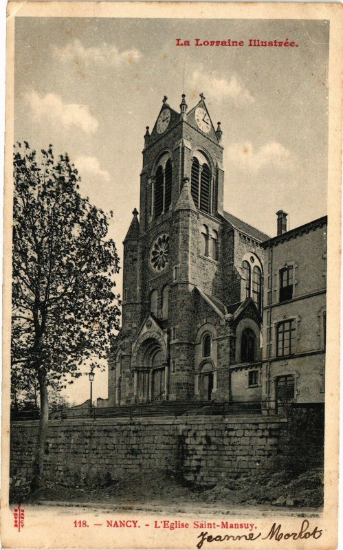Carte postale ancienne Nancy-L'Eglise Saint Mansuy à Nancy