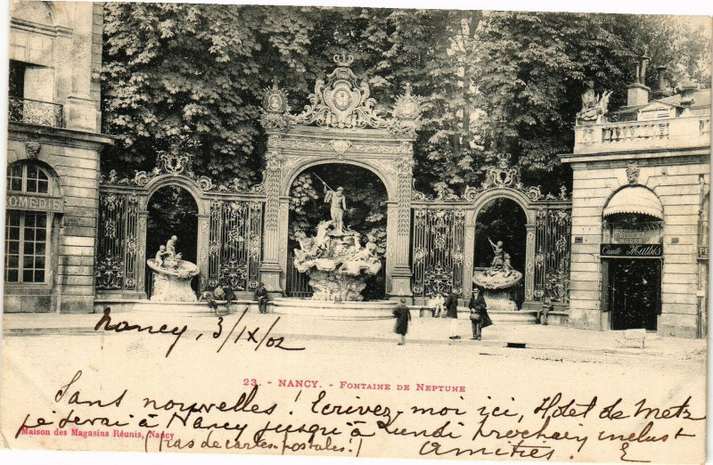 Carte postale ancienne Nancy-Fontaine de Neptune à Nancy
