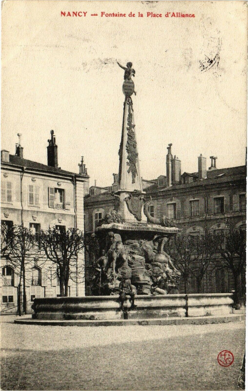 Carte postale ancienne Nancy-Fontaine de la Place d'Alliance à Nancy