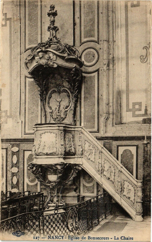Carte postale ancienne Nancy-Eglise de Bonsecours-La Chaire à Nancy