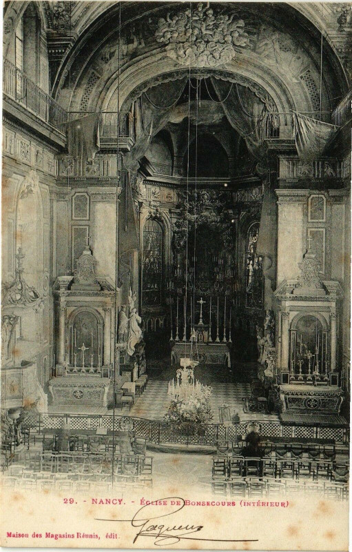 Carte postale ancienne Nancy-Eglise de Bonsecours à Nancy