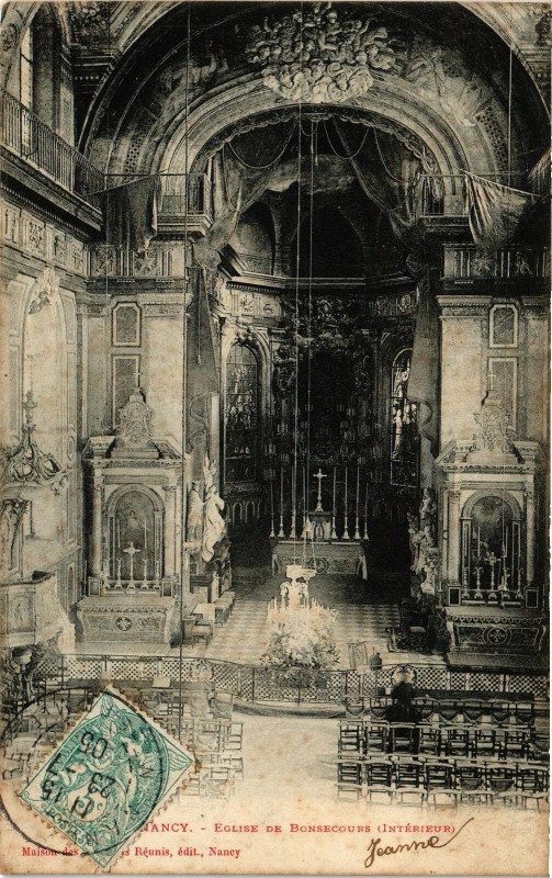 Carte postale ancienne Nancy-Eglise de Bonsecours à Nancy