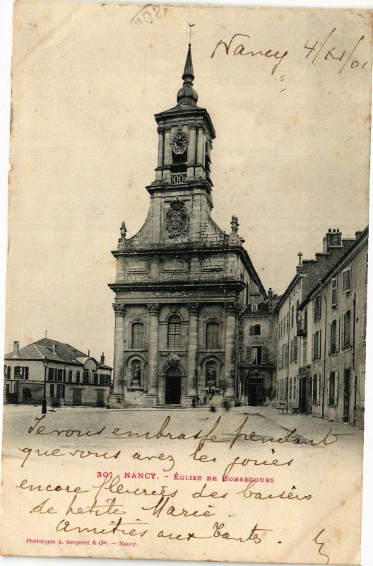 Carte postale ancienne Nancy-Eglise de Bonsecours à Nancy