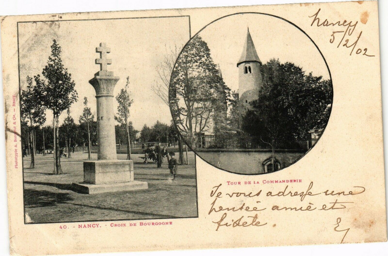 Carte postale ancienne Nancy-Croix de Bourgogne-Tour de la Commanderie à Nancy