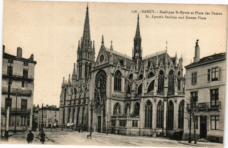 Carte postale ancienne Nancy-BasiliqueSaint-Epvre et Place des Dames à Nancy