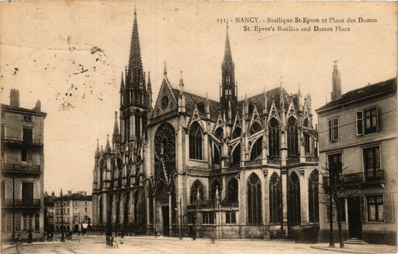 Carte postale ancienne Nancy-BasiliqueSaint-Epvre et Place des Dames à Nancy