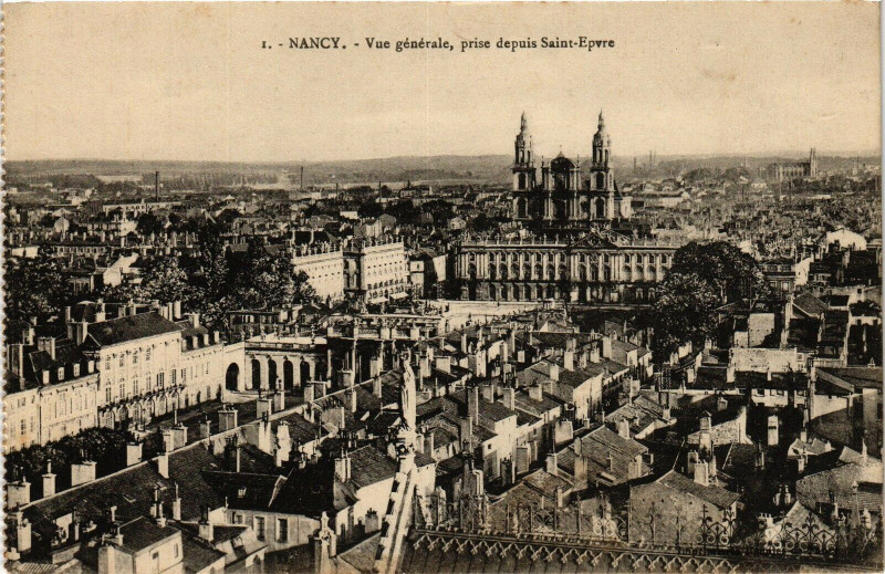 Carte postale ancienne Nancy-Vue générale prise depuis Saint Epvre à Nancy