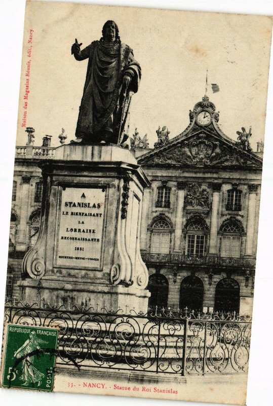 Carte postale ancienne Nancy-Statue du Roi Stanislas à Nancy