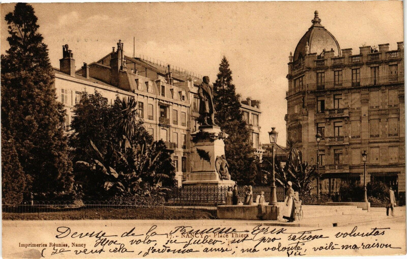 Carte postale ancienne Nancy-Place Thiers à Nancy