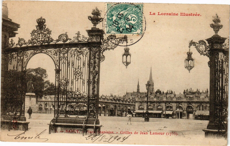 Carte postale ancienne Nancy-Place Stanislas-Grilles de Jean Lamour à Nancy
