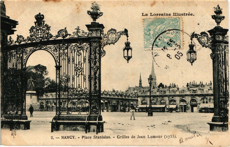 Carte postale ancienne Nancy-Place Stanislas-Grilles de Jean Lamour à Nancy