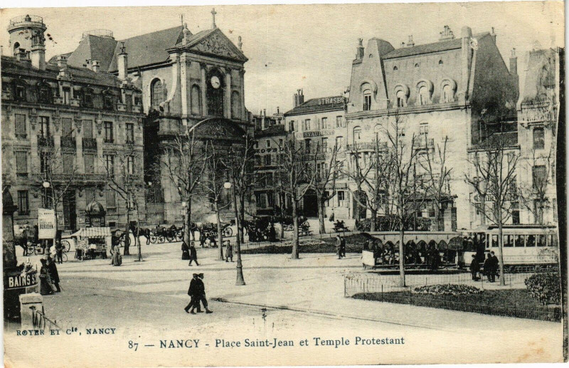 Carte postale ancienne Nancy-Place Saint Jean et Temple Protestant à Nancy