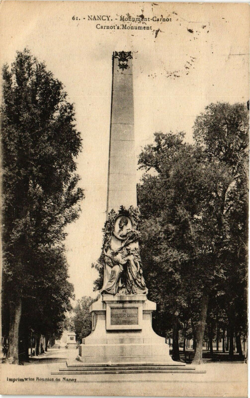 Carte postale ancienne Nancy-Monument Carnot à Nancy