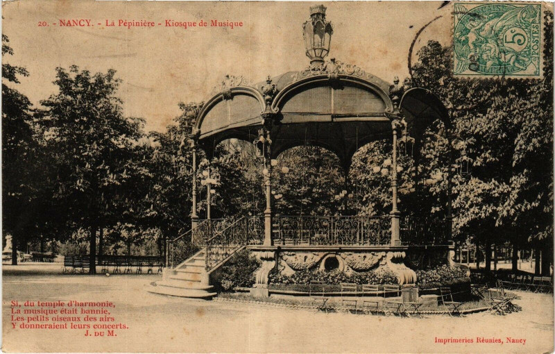Carte postale ancienne Nancy-La Pépiniére-Koisque de Musique à Nancy