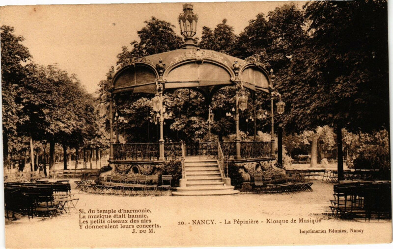 Carte postale ancienne Nancy-La Pépiniére-Kiosque de Musique à Nancy