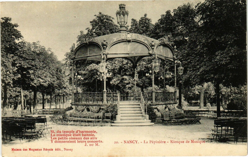 Carte postale ancienne Nancy-La Pépiniére-Kiosque de Musique à Nancy