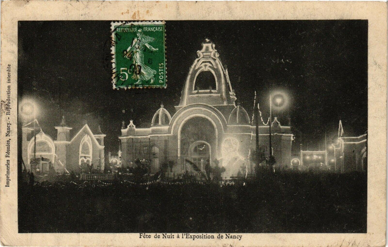 Carte postale ancienne Nancy-Féte de Nuit á l'Exposition de Nancy à Nancy