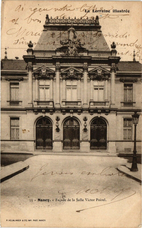 Carte postale ancienne Nancy-Facade de la Salle Victor Poirel à Nancy