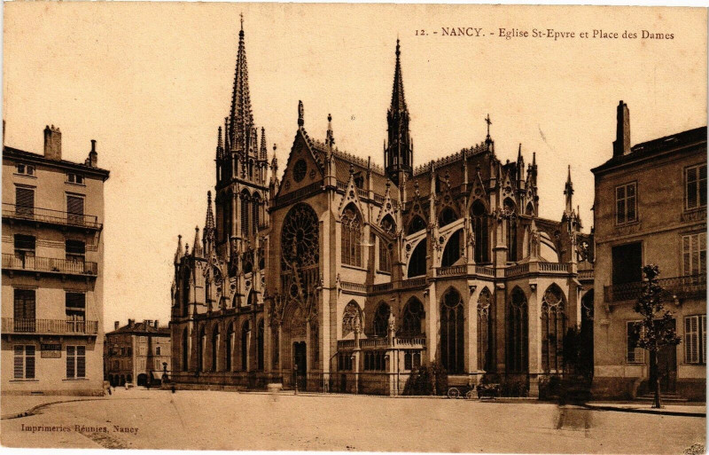 Carte postale ancienne Nancy-EgliseSaint-Epvre et Place des Dames à Nancy