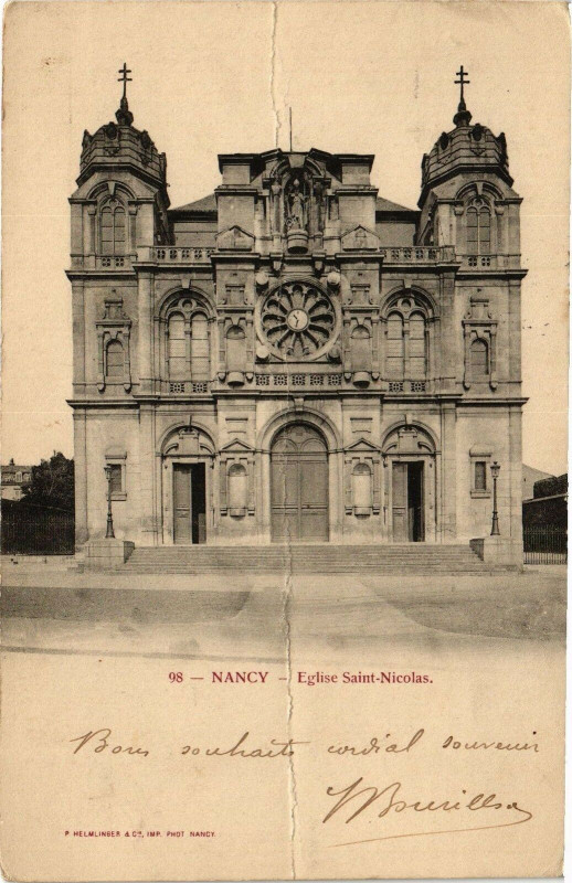 Carte postale ancienne Nancy-Eglise Saint Nicolas à Nancy