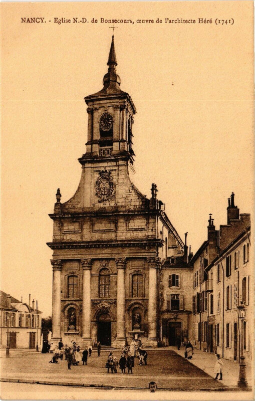 Carte postale ancienne Nancy-Eglise Notre Dame de Bonsecours ceuvre de l'architecte Héré à Nancy