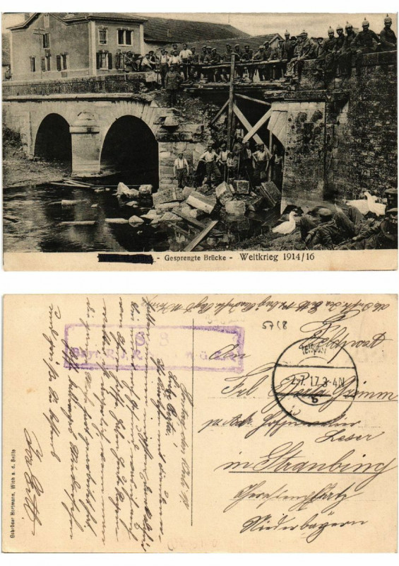 Carte postale ancienne Gesprengte Brücke Weltkrieg 1914/1916. Lothringen