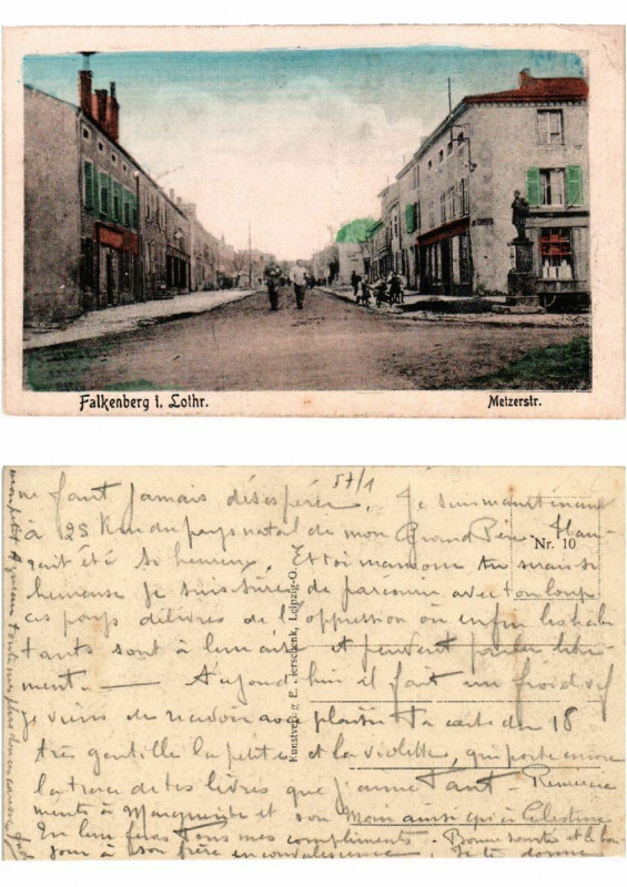 Carte postale ancienne Falkenberg Metzerstr. Lothringen à Metz