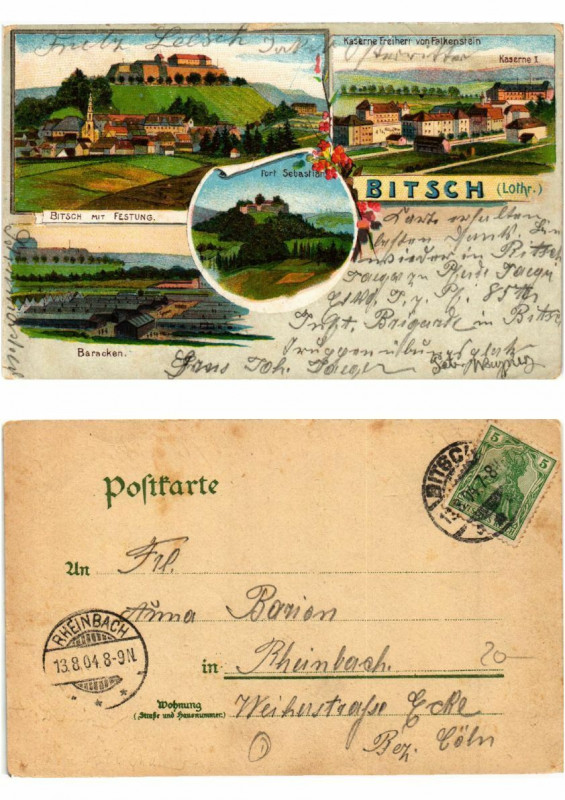 Carte postale ancienne Litho Bitsch 1904. Lothringen