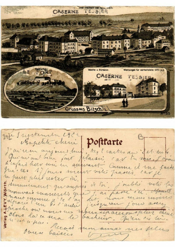 Carte postale ancienne Litho Gruss aus Bitsch . Lothringen