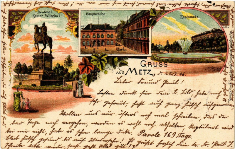 Carte postale ancienne Gruss aus Metz à Metz