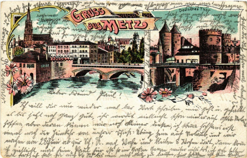 Carte postale ancienne Gruss aus Metz à Metz
