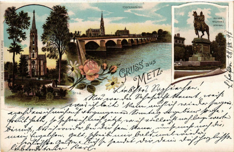 Carte postale ancienne Gruss aus Metz à Metz