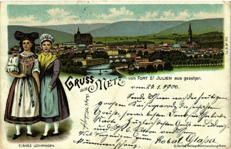 Carte postale ancienne Gruss aus Metz à Metz