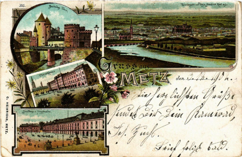 Carte postale ancienne Gruss aus Metz à Metz