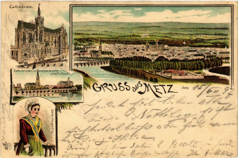 Carte postale ancienne Gruss aus Metz à Metz