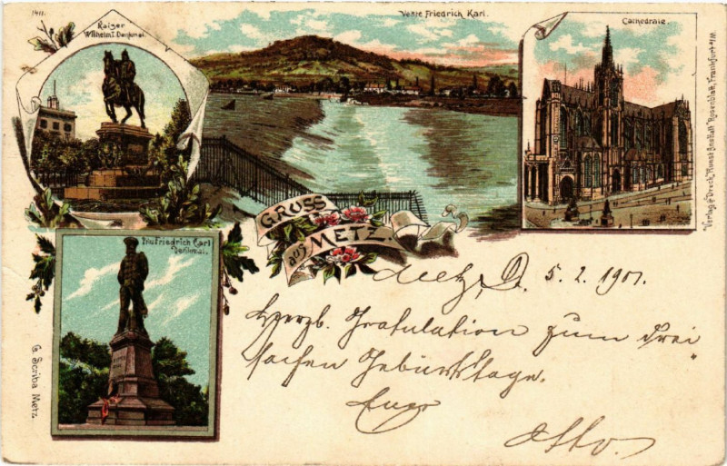 Carte postale ancienne Gruss aus Metz à Metz