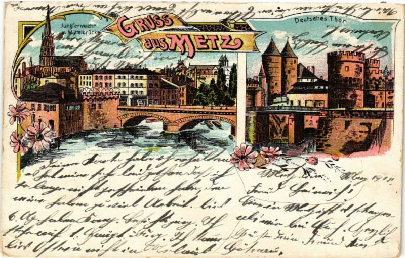 Carte postale ancienne Gruss aus Metz à Metz