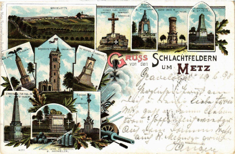 Carte postale ancienne Gruss Schlachfeldern um Metz à Metz